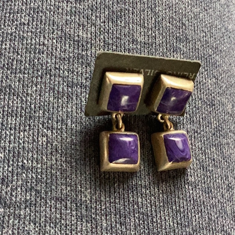 Earrings Native American Sterling Silver Lapis
pierced post Vintage